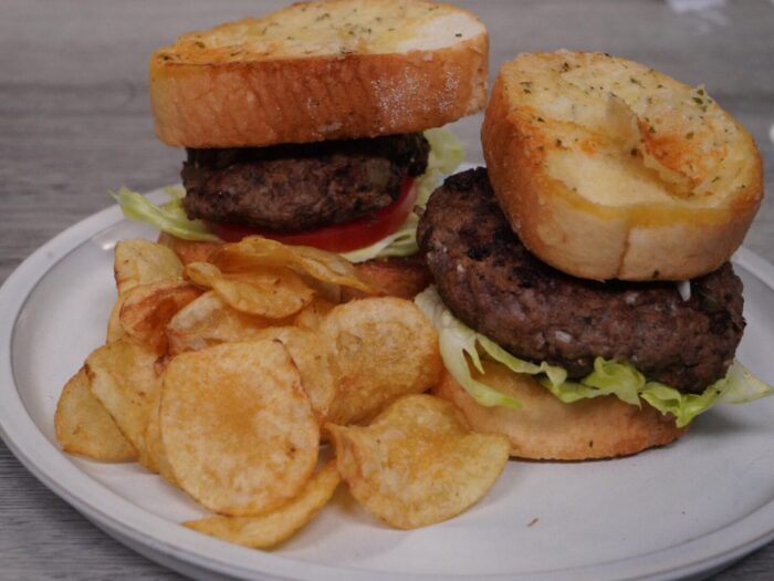 Cabbage Burgers with Sweet Potato Fries