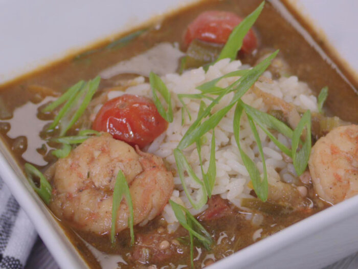 Shrimp, Okra, Andouille & Tomato Rouxless Gumbo