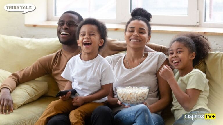 Family enjoying aspireTV+ movies.