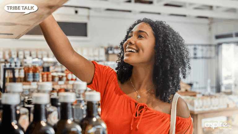 A girl shopping in a small business store.