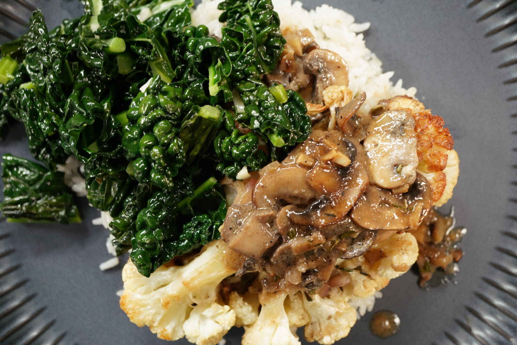 Yo-Yo's Charred Cauliflower Steaks with Creamy Mushroom Sauce